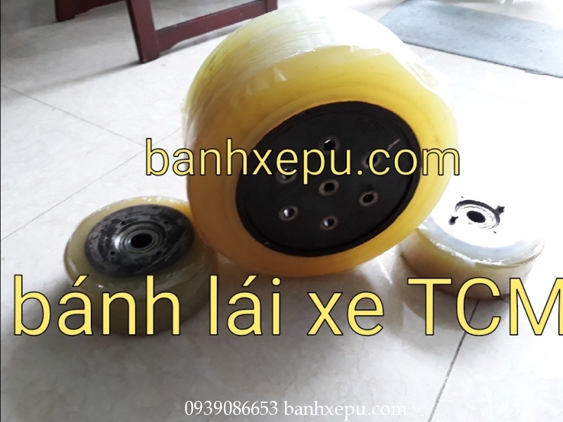 Xe nÃ¢ng TCM bÃ¡nh lÃ¡i bÃ¡nh PU xe nÃ¢ng TCM